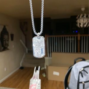 David yurman white diamond dog tag 42 mm with necklace